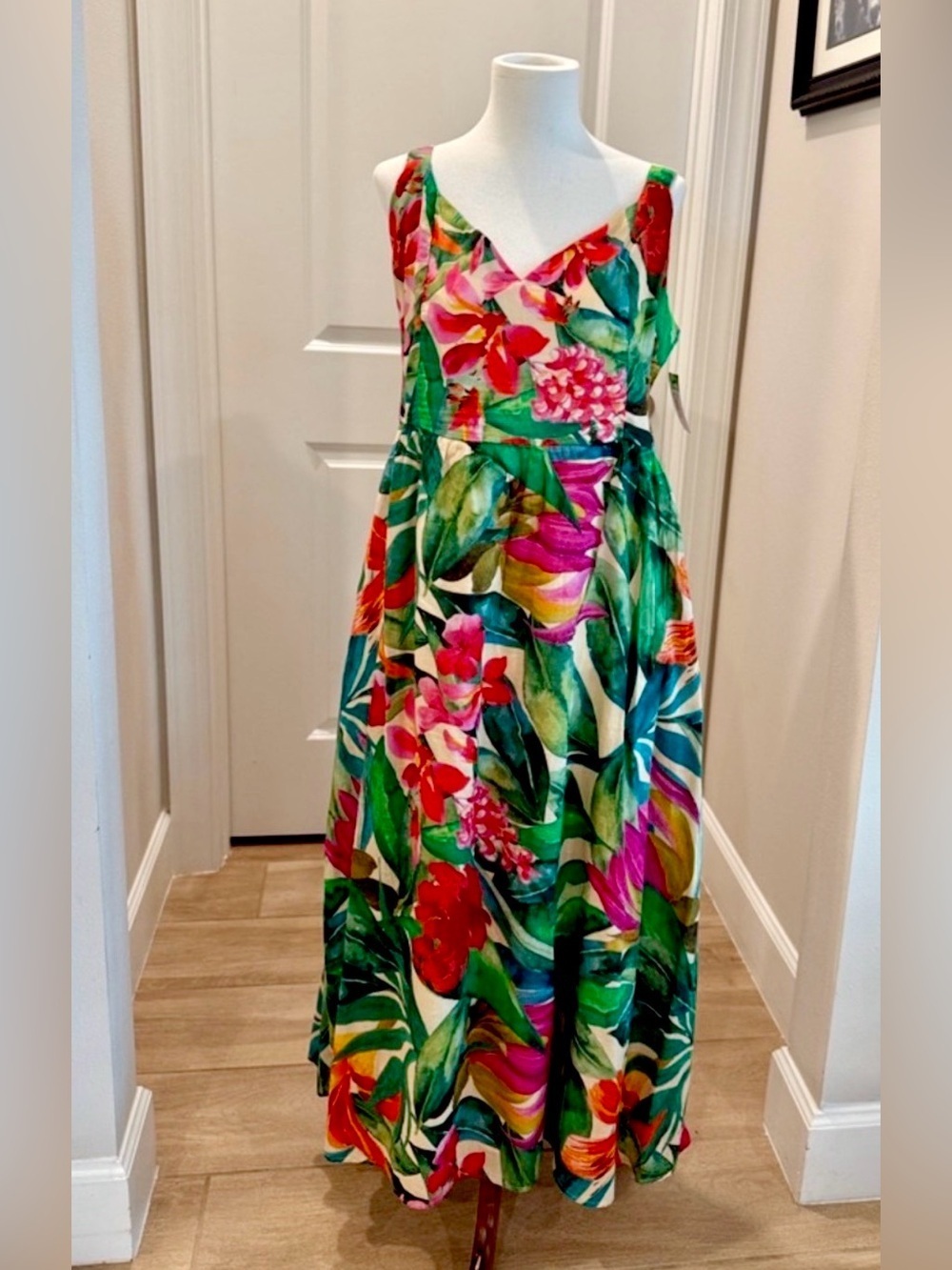 Primark Tropical Floral Maxi Dress - Green Multi